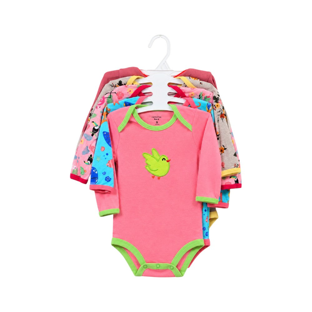 GIRLS L/S 5PCS BODY SUIT SET C2103-B IR-26 MULTI COL 6-9M