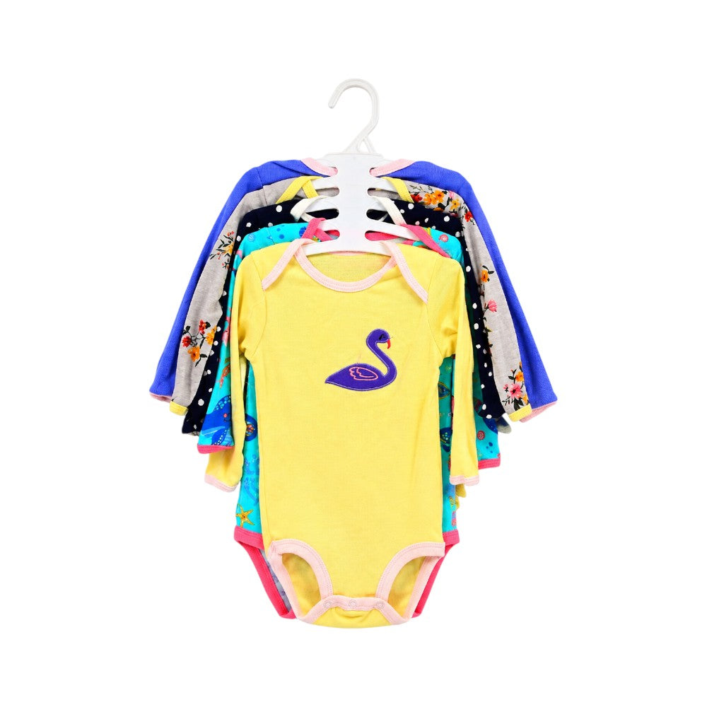 GIRLS L/S 5PCS BODY SUIT SET C2103-B IR-26 MULTI COL 9-12M