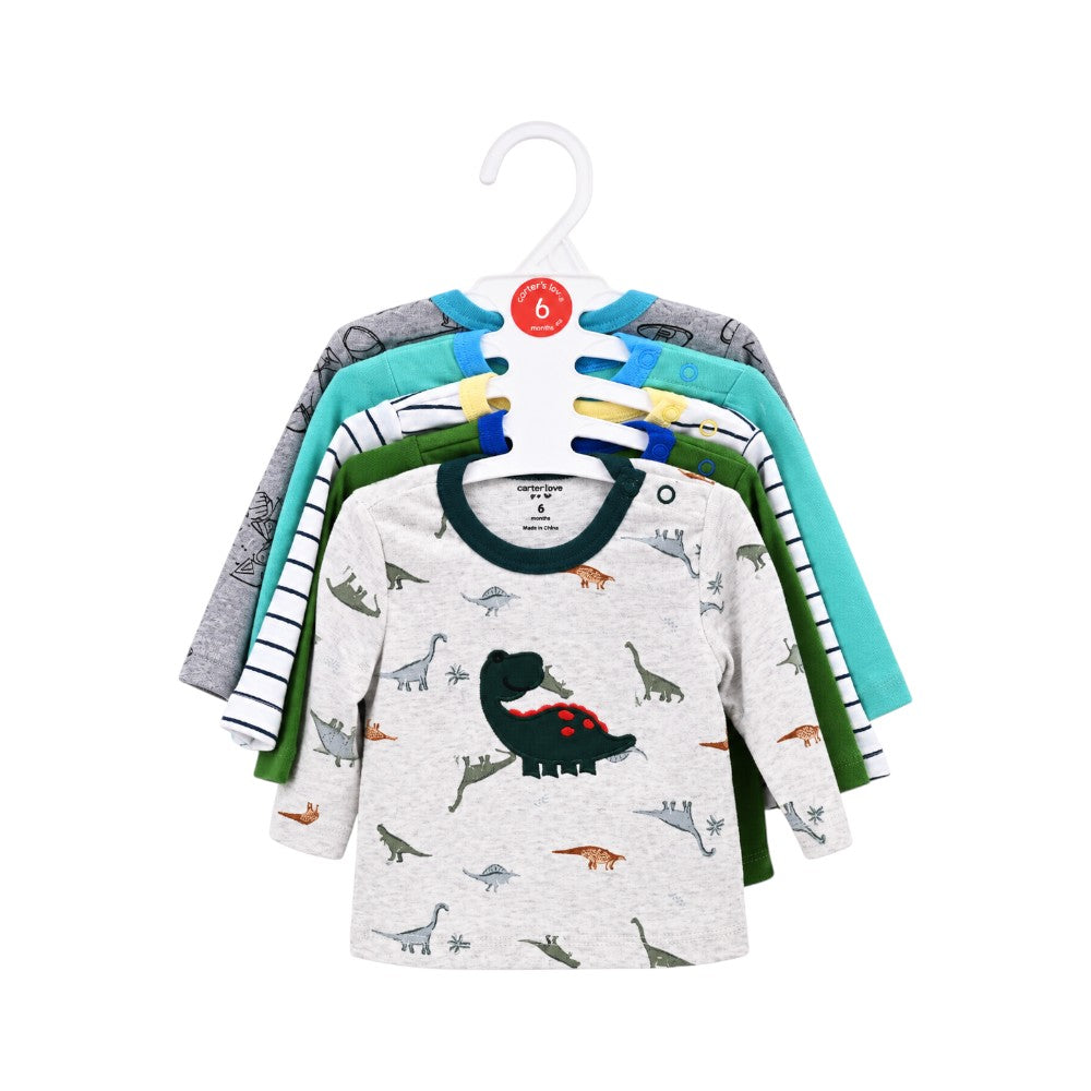 BOYS L/S 5PCS SHIRT SET C2105-3-A IR-26 MULTI COL 3-6M