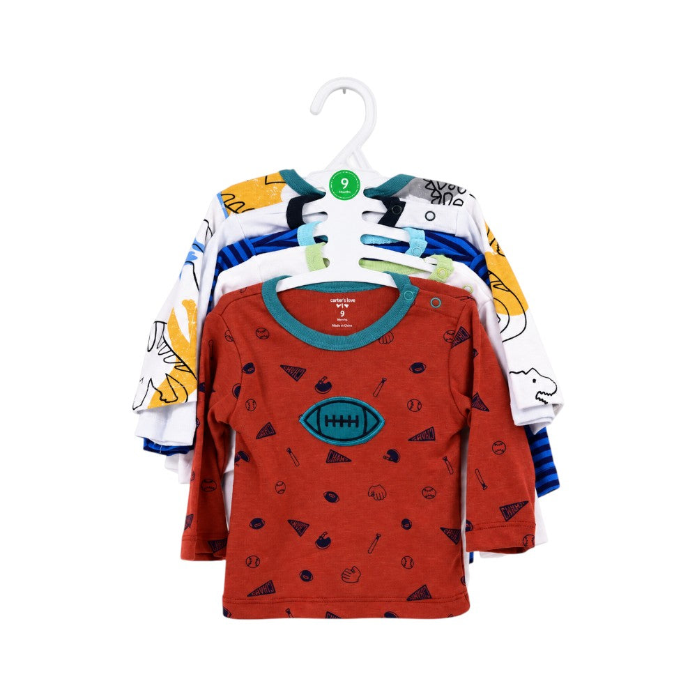BOYS L/S 5PCS SHIRT SET C2105-3-A IR-26 MULTI COL 6-9M