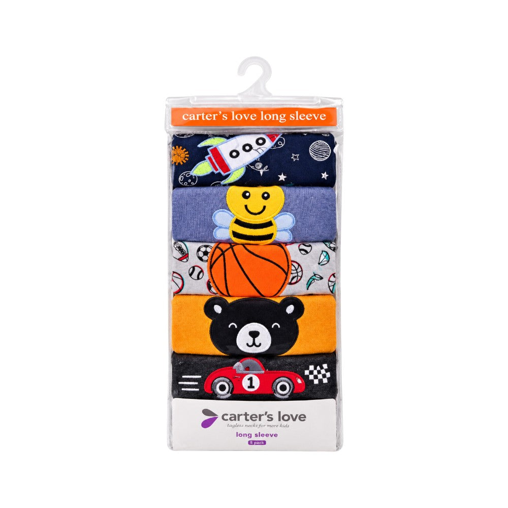 BOYS L/S 5PCS SHIRT SET C2105-3-A IR-26 MULTI COL 12-18M