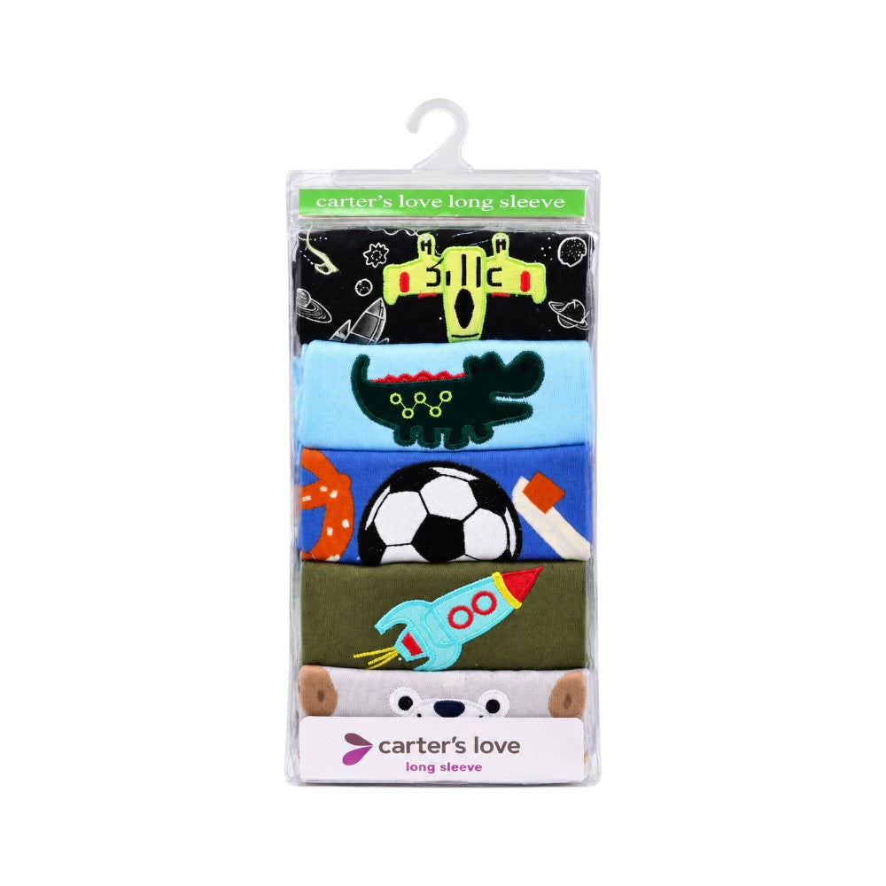 BOYS L/S 5PCS SHIRT SET C2105-3-A IR-26 MULTI COL 18-24M