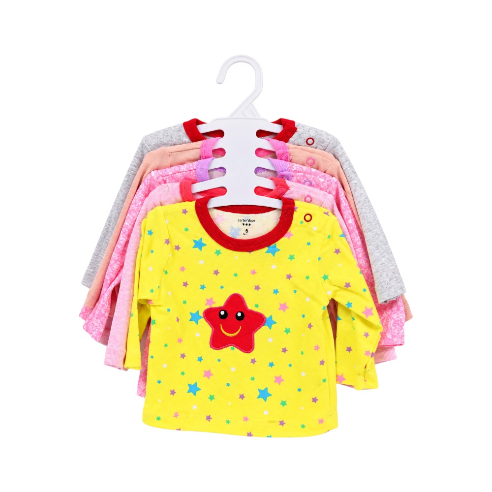 GIRLS L/S 5PCS SHIRT SET C2105-3-B IR-26 MULTI COL 3-6M