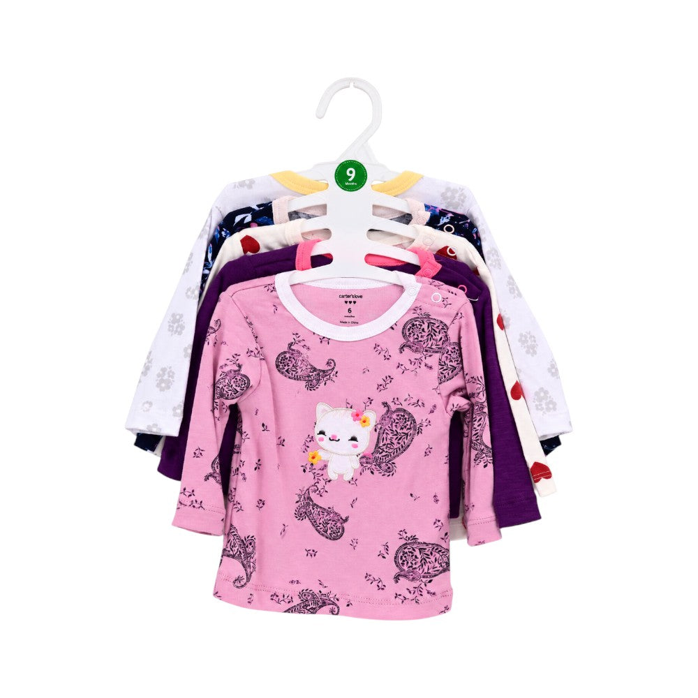 GIRLS L/S 5PCS SHIRT SET C2105-3-B IR-26 MULTI COL 6-9M