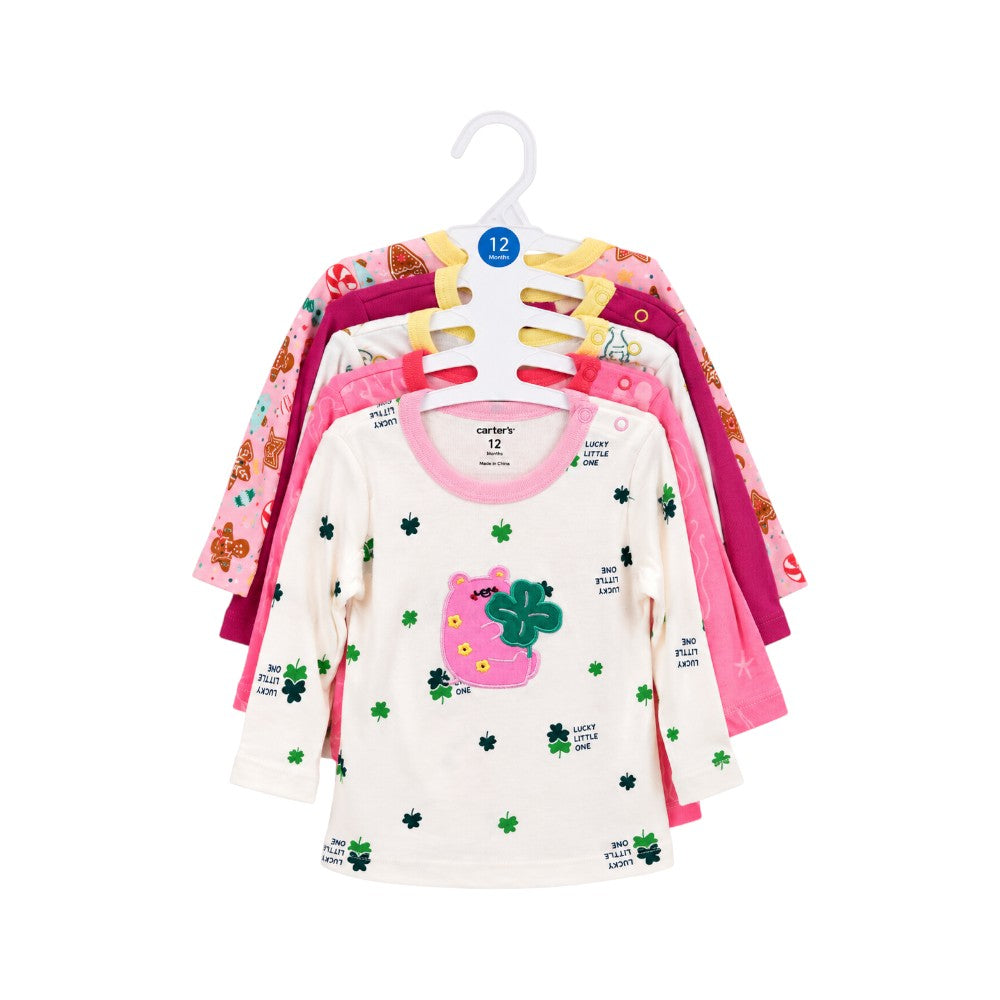 GIRLS L/S 5PCS SHIRT SET C2105-3-B IR-26 MULTI COL 9-12M