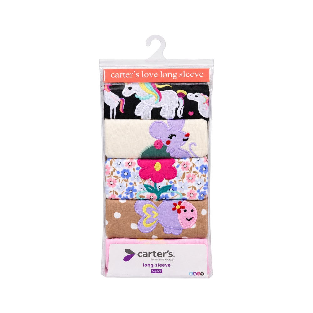 GIRLS L/S 5PCS SHIRT SET C2105-3-B IR-26 MULTI COL 12-18M