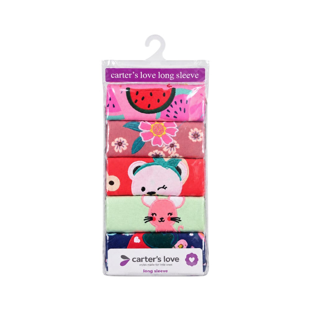 GIRLS L/S 5PCS SHIRT SET C2105-3-B IR-26 MULTI COL 2-3YEAR