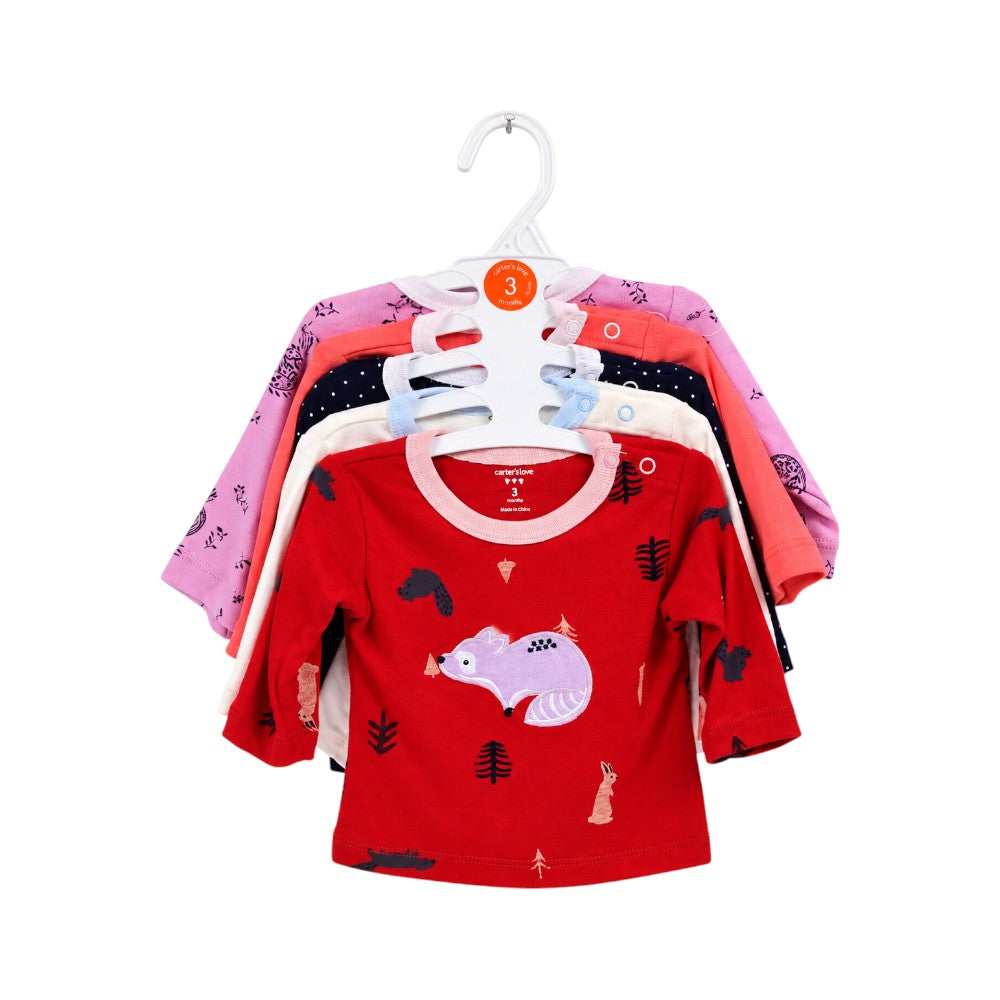 GIRLS L/S 5PCS SHIRT SET C2105-3-B IR-26 MULTI COL 0-3M