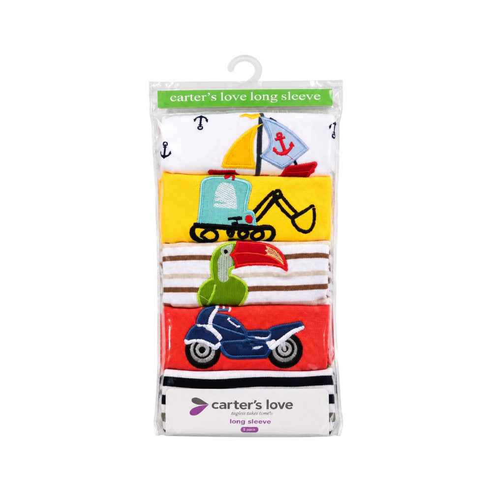 BOYS L/S 5PCS SHIRT SET C2105-4-A IR-26 MULTI COL 3-4YEAR