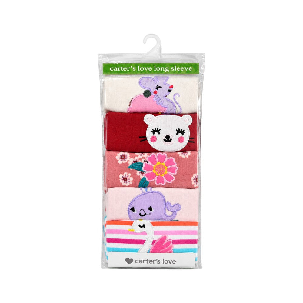 GIRLS L/S 5PCS SHIRT SET C2105-4-B IR-26 MULTI COL 3-4YEAR