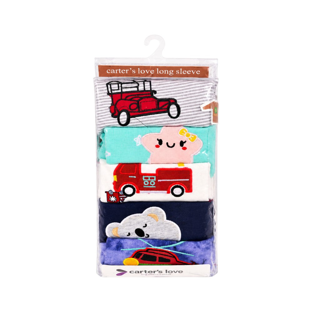 BOYS L/S 5PCS SHIRT SET C2105-5-A IR-26 MULTI COL 4-5YEAR
