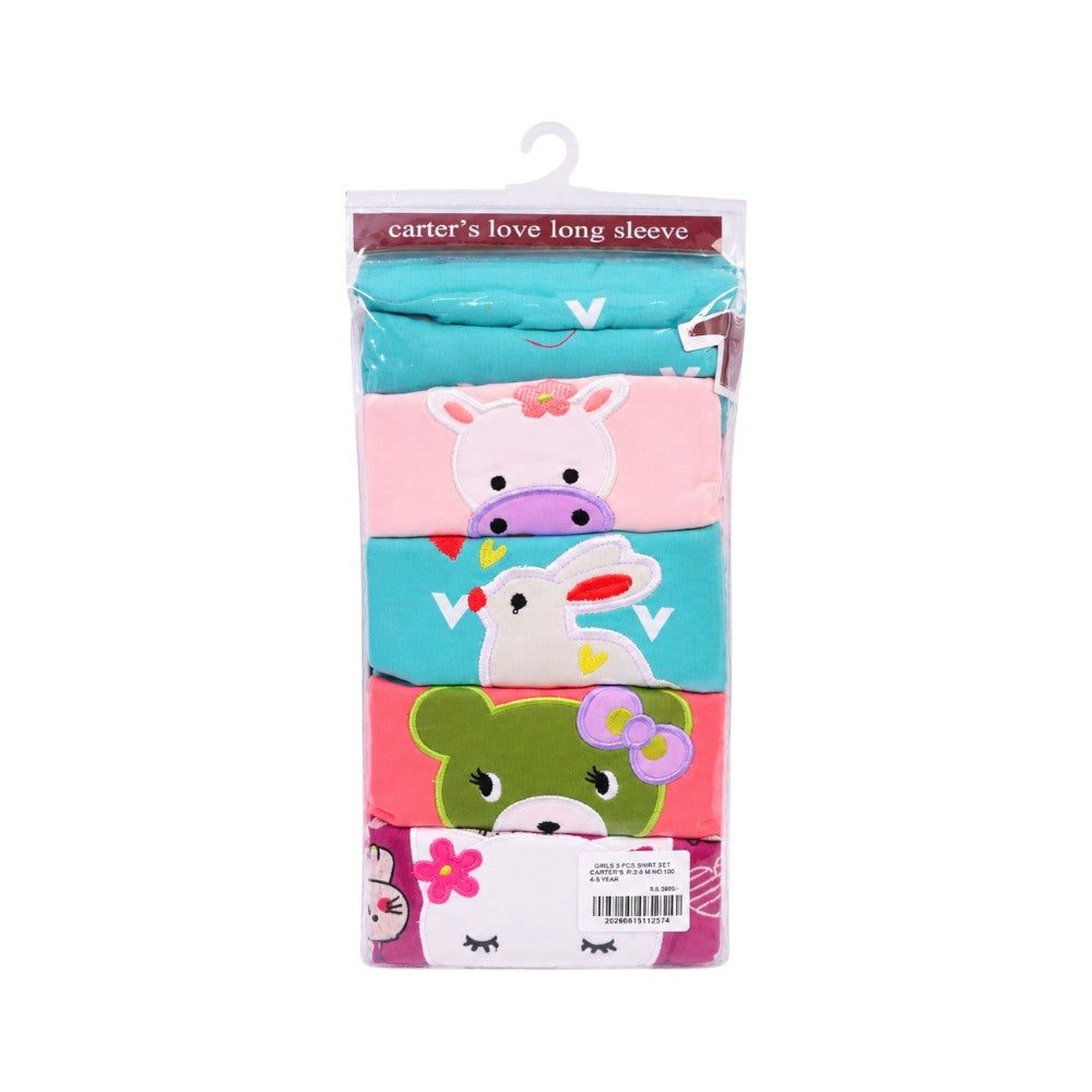 GIRLS L/S 5PCS SHIRT SET C2105-5-B IR-26 MULTI COL 4-5YEAR
