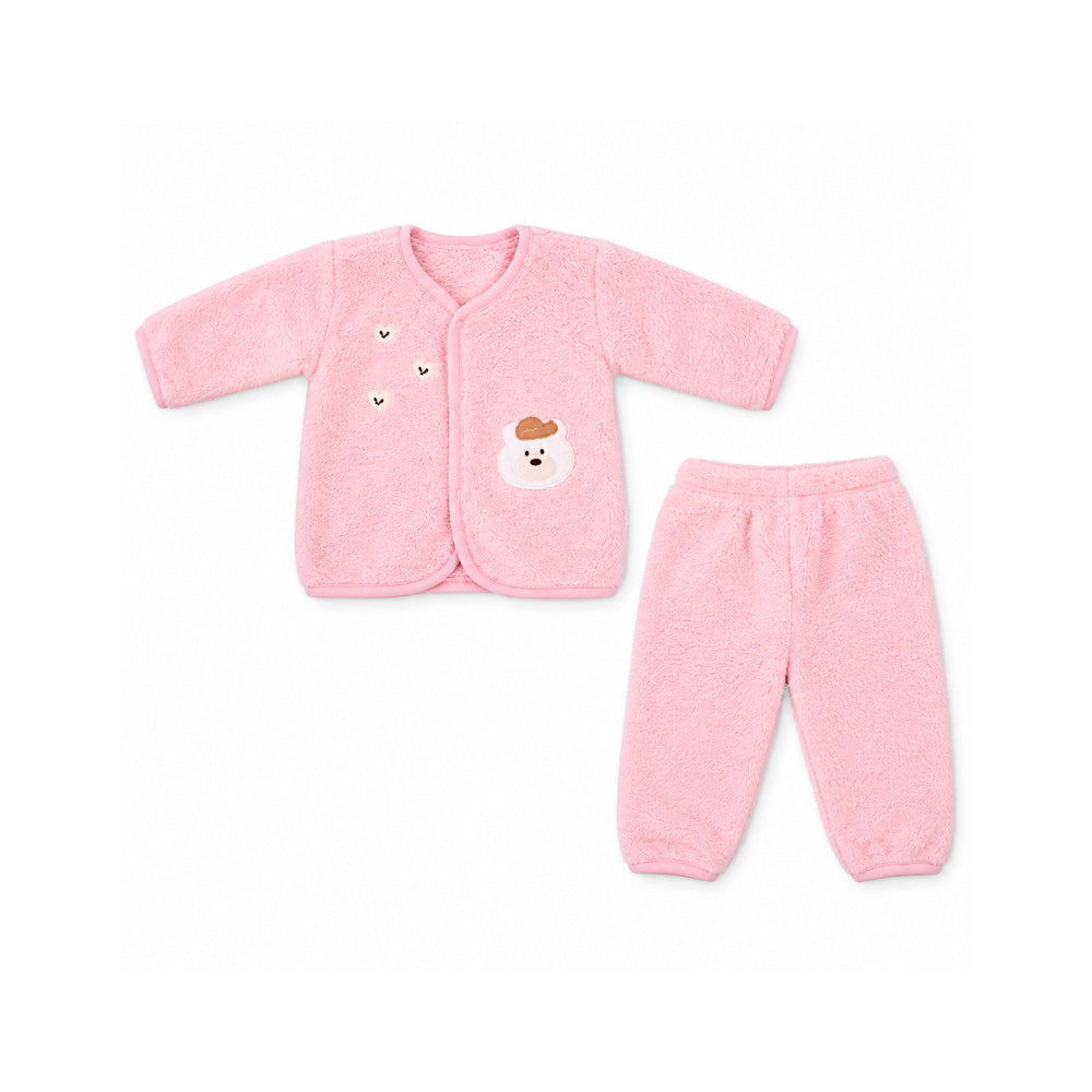 GIRL L/S 2PCS VELOUR PAJAMA SUIT 5 L-PINK ZHW-26 W/G