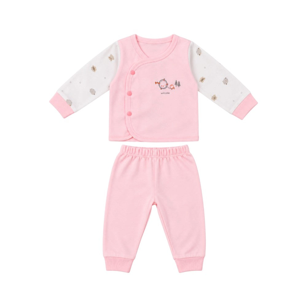 GIRLS L/S 2PC L/W PAJAMA SUIT L-PINK IR-26 HB2174