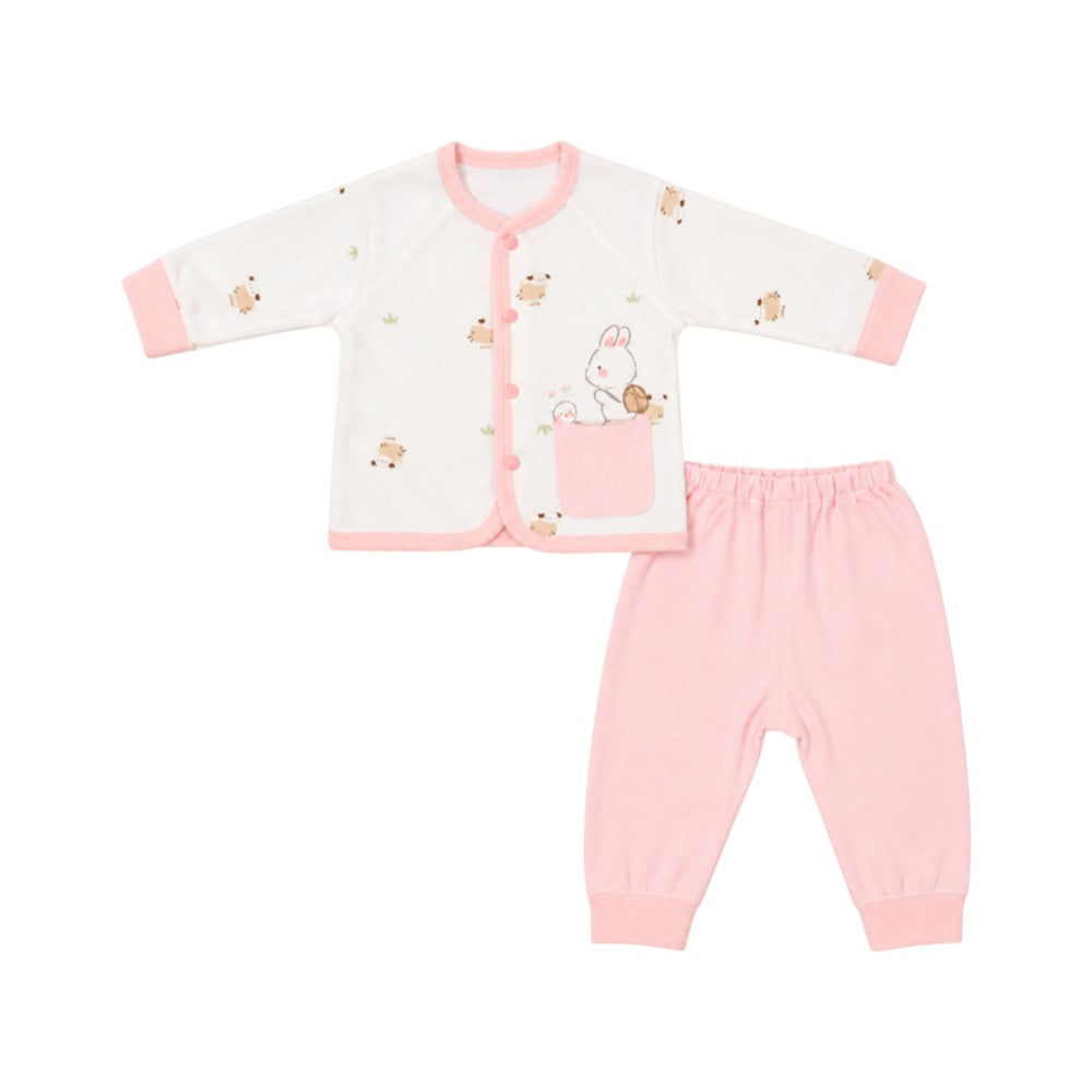 GIRLS L/S 2PC L/W PAJAMA SUIT L-PINK IR-26 HB2178