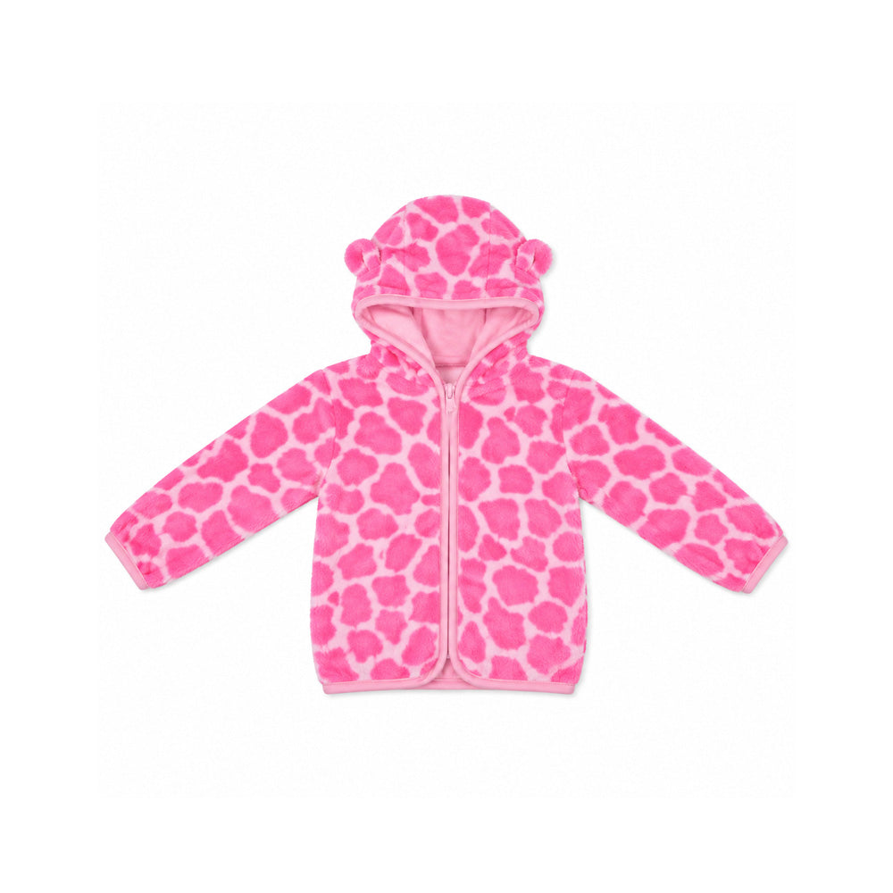 GIRLS L/S FLEECE HOODIE PINK PRINT YK-2 IR-26