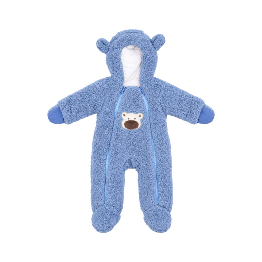 BOYS L/S FLEECE ROMPER HOODED (BEAR) L-BLUE YK-3