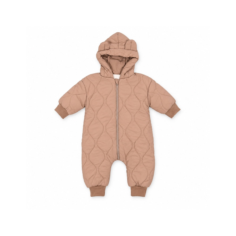 BOYS L/S QUILTED ROMPER HOODED BROWN YK-9 IR-26