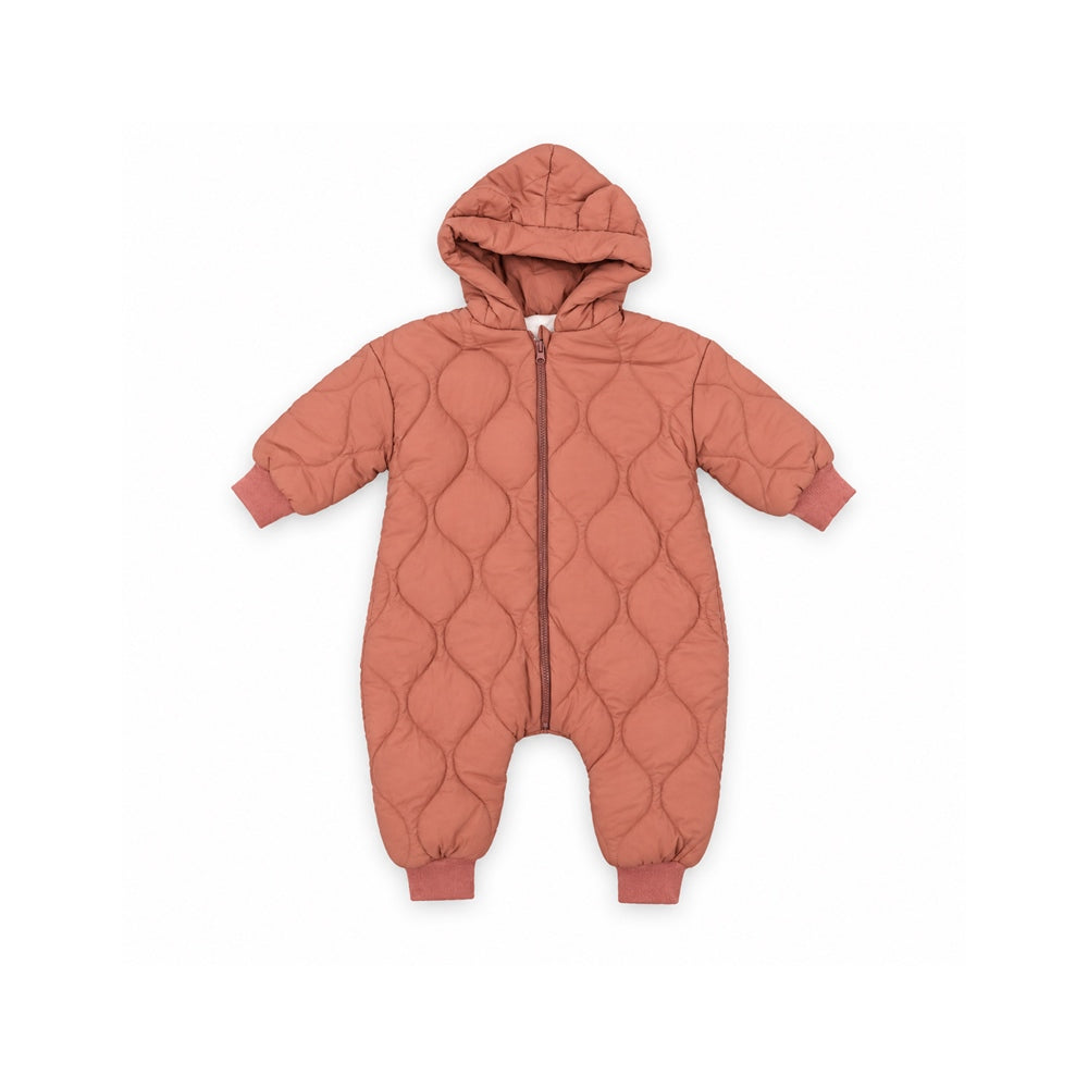 BOYS L/S QUILTED ROMPER HOODED SOFT CORAL YK-9 IR-26
