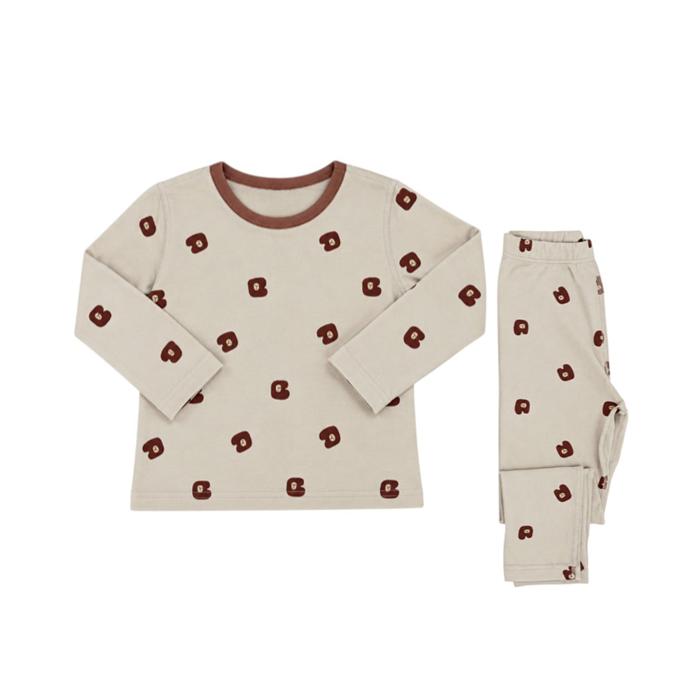 BOYS L/S DUCKLINGS 2PC SLEEPING SUIT GRAYLISH/GREEN IR-26 62007