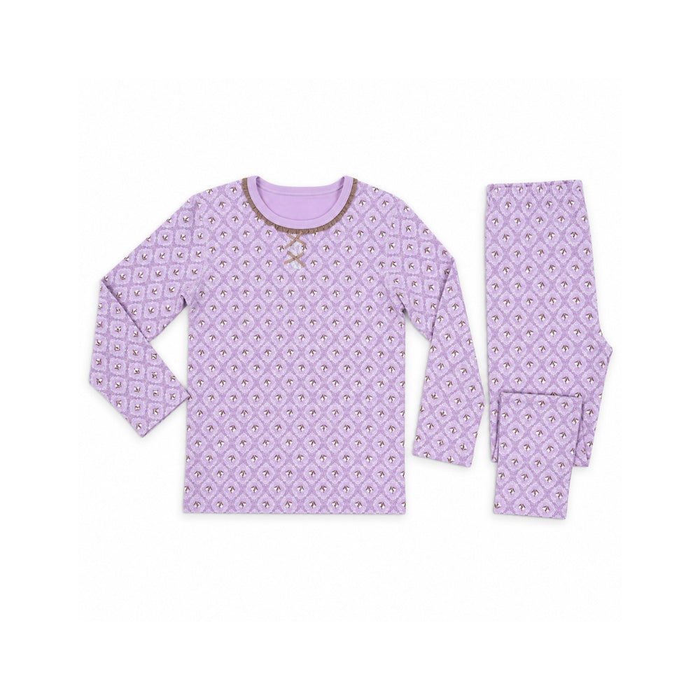 GIRLS L/S DUCKLINGS 2PC SLEEPING SUIT LAVENDER IR-26 62
