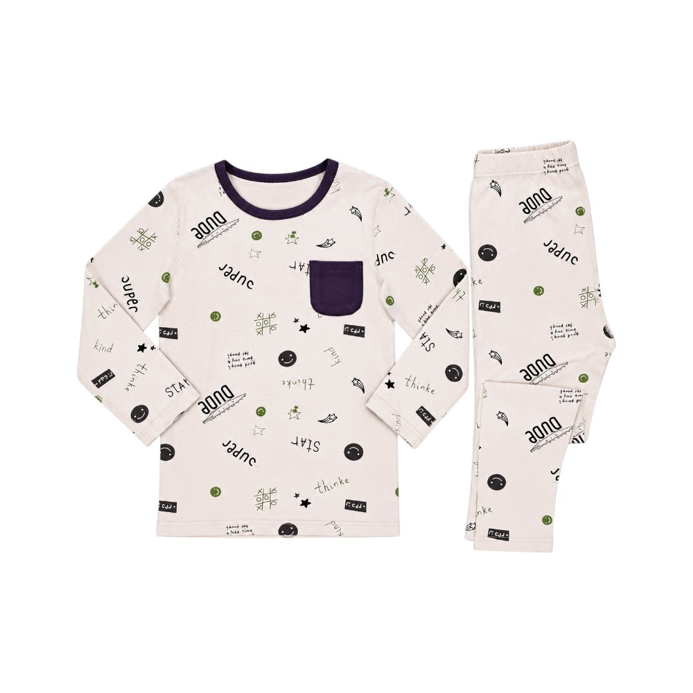 BOYS L/S DUCKLINGS 2PC SLEEPING SUIT L-APRICOT IR-26 62045