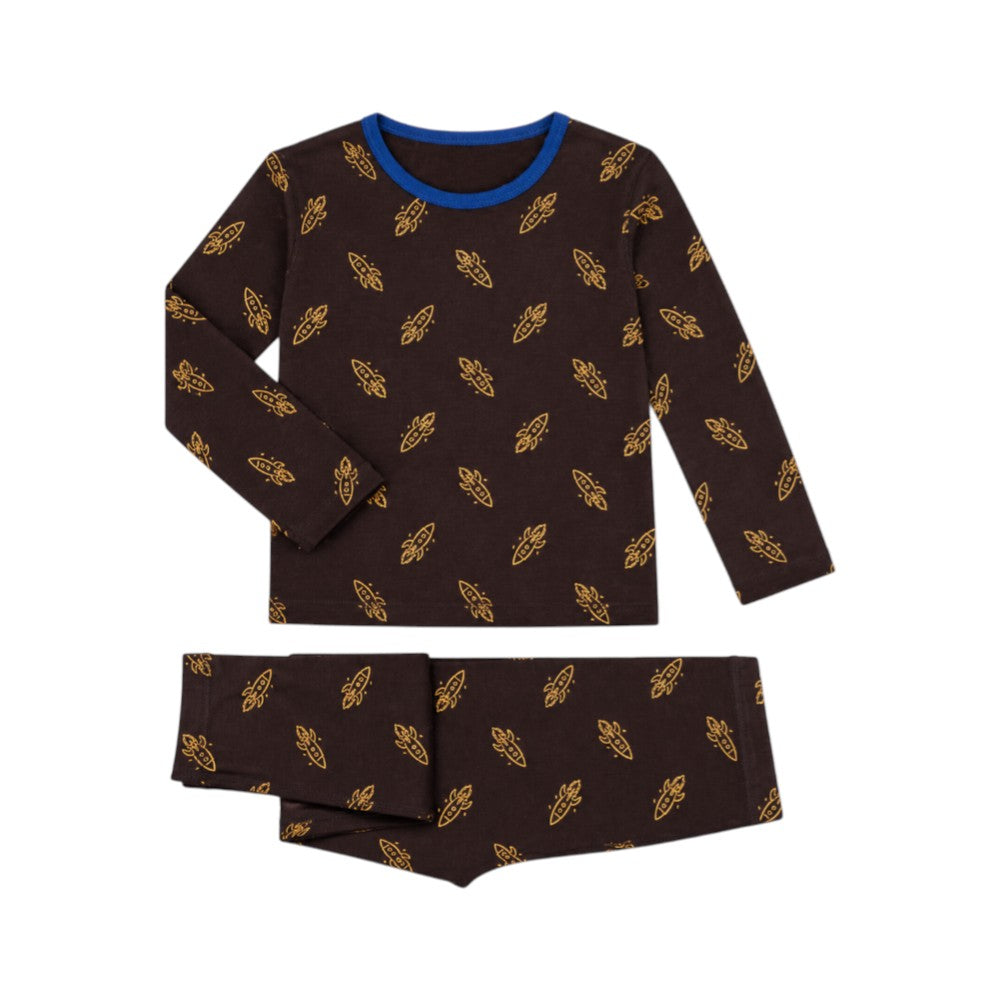 BOYS L/S DUCKLINGS 2PC SLEEPING SUIT BROWN-COFFEE IR-26 62025