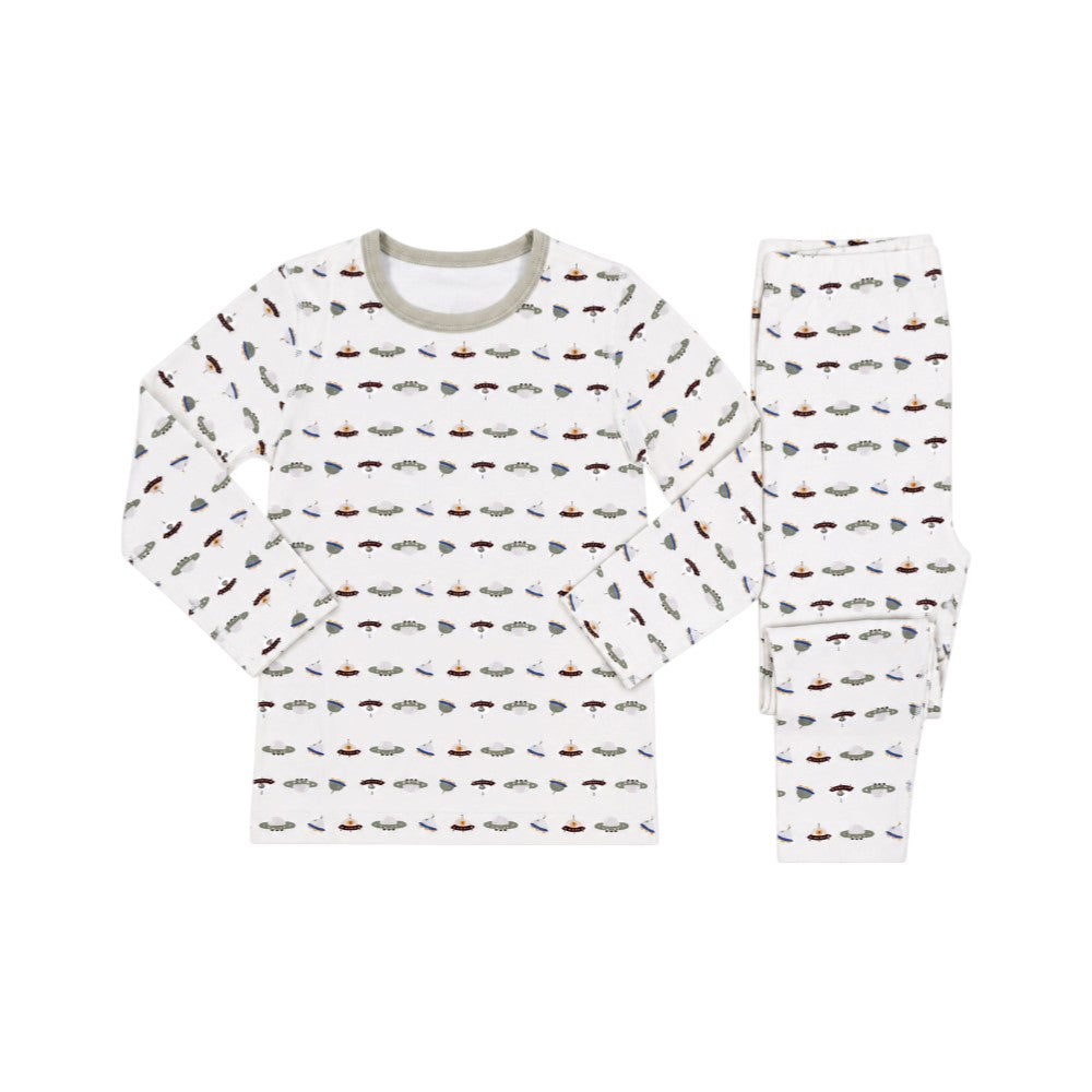 BOYS L/S DUCKLINGS 2PC SLEEPING SUIT L-GRAY IR-26  62023