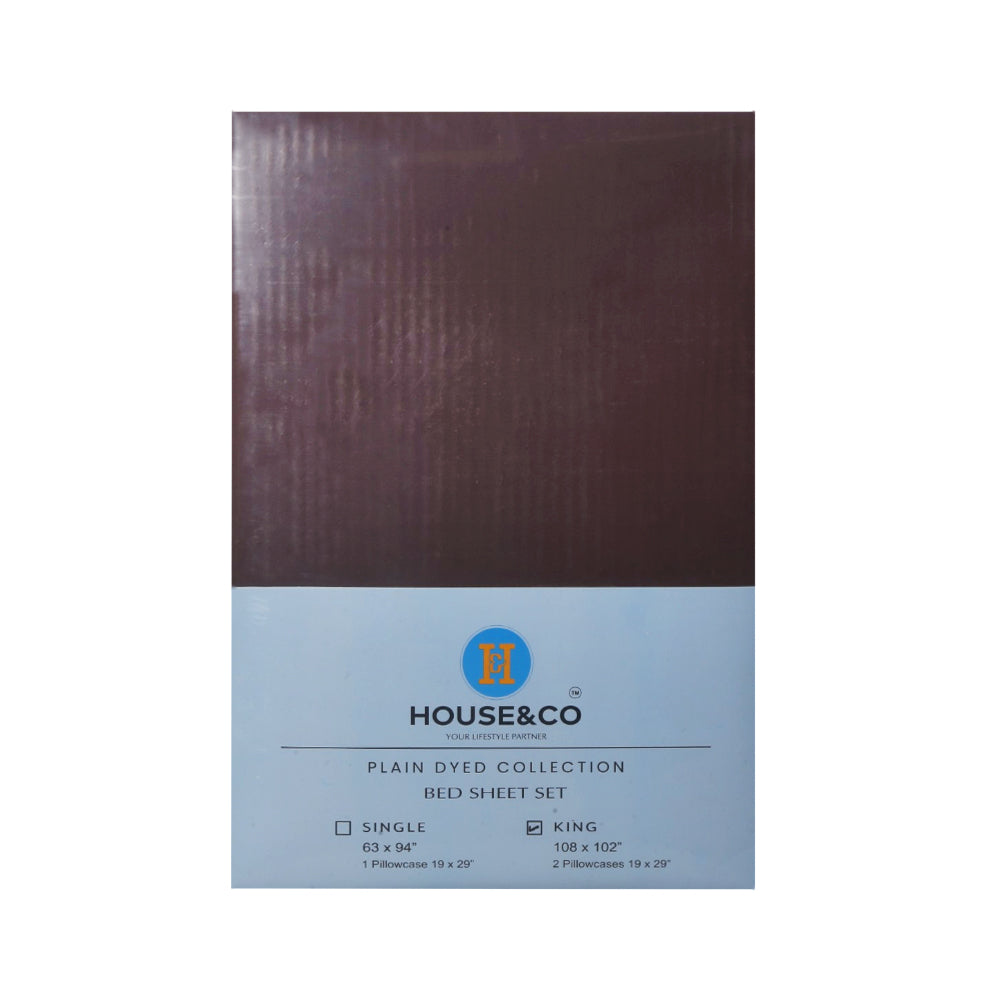 H&C BED SHEET KING CHOCOLATE POLY COTTON 108X102 TC-144