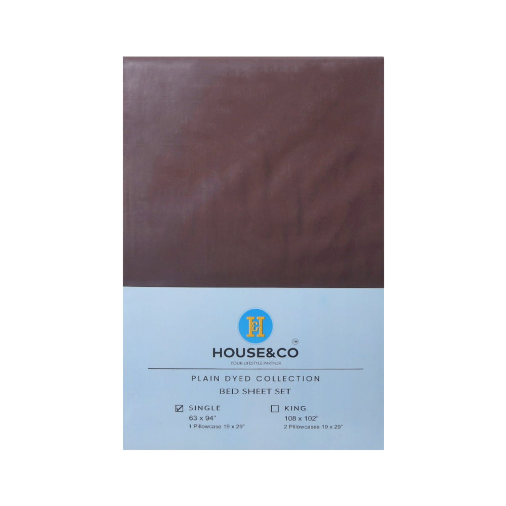 H&C BED SHEET SINGLE CHOCOLATE POLY COTTON 63X94 TC-144