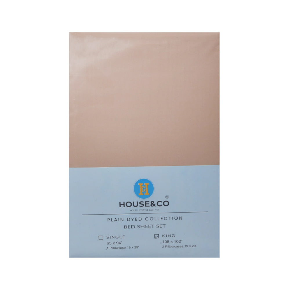 H&C BED SHEET KING GOLD POLY COTTON 108X102 TC-144