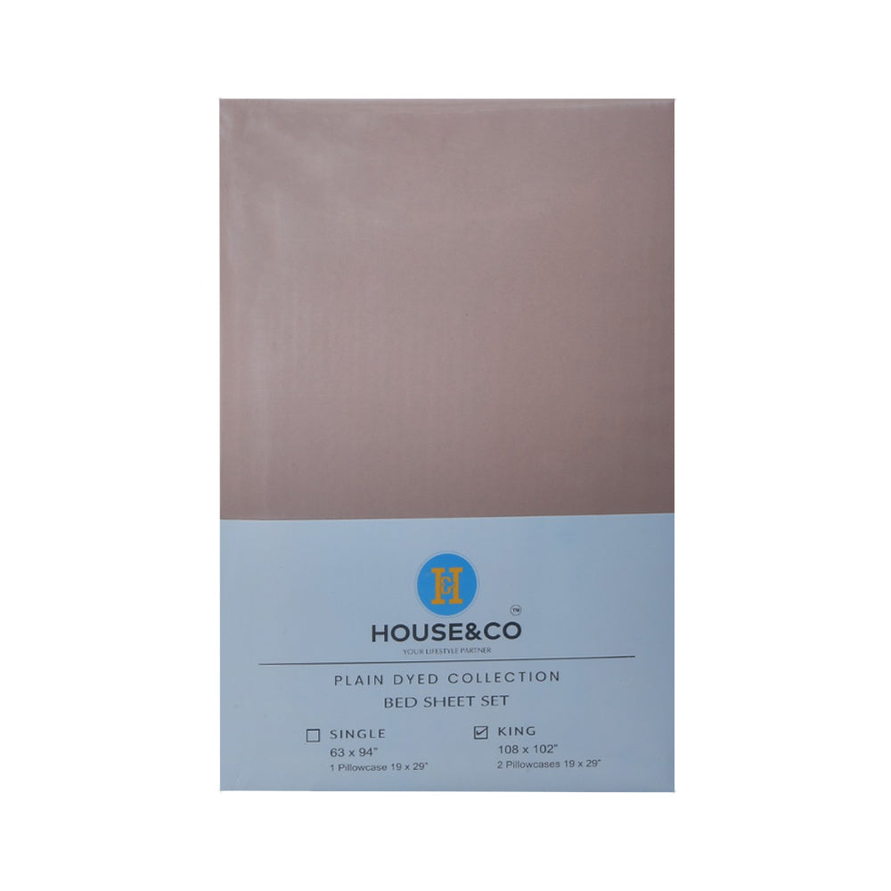 H&C BED SHEET KING BLUSH POLY COTTON 108X102 TC-144
