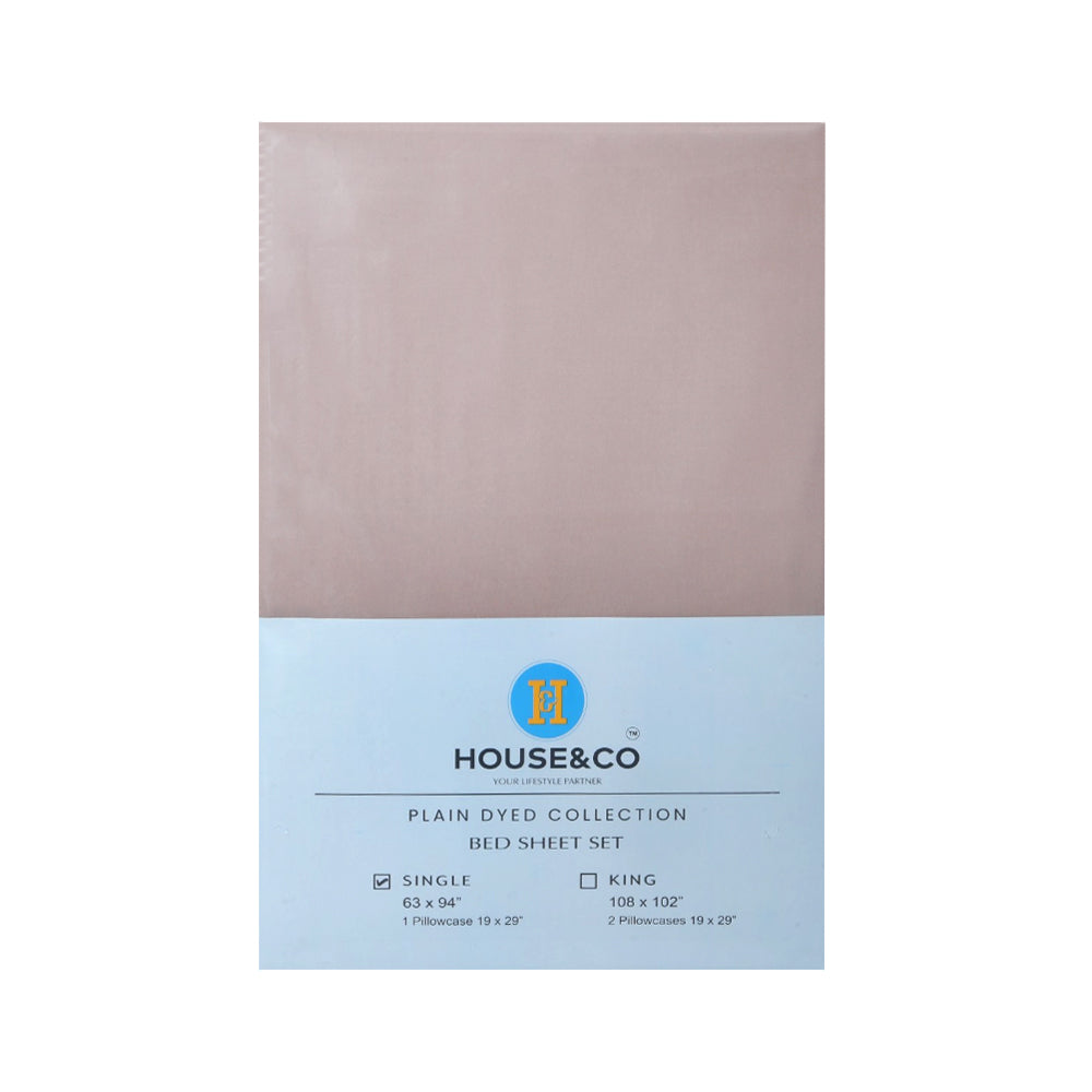 H&C BED SHEET SINGLE BLUSH POLY COTTON 63X94 TC-144