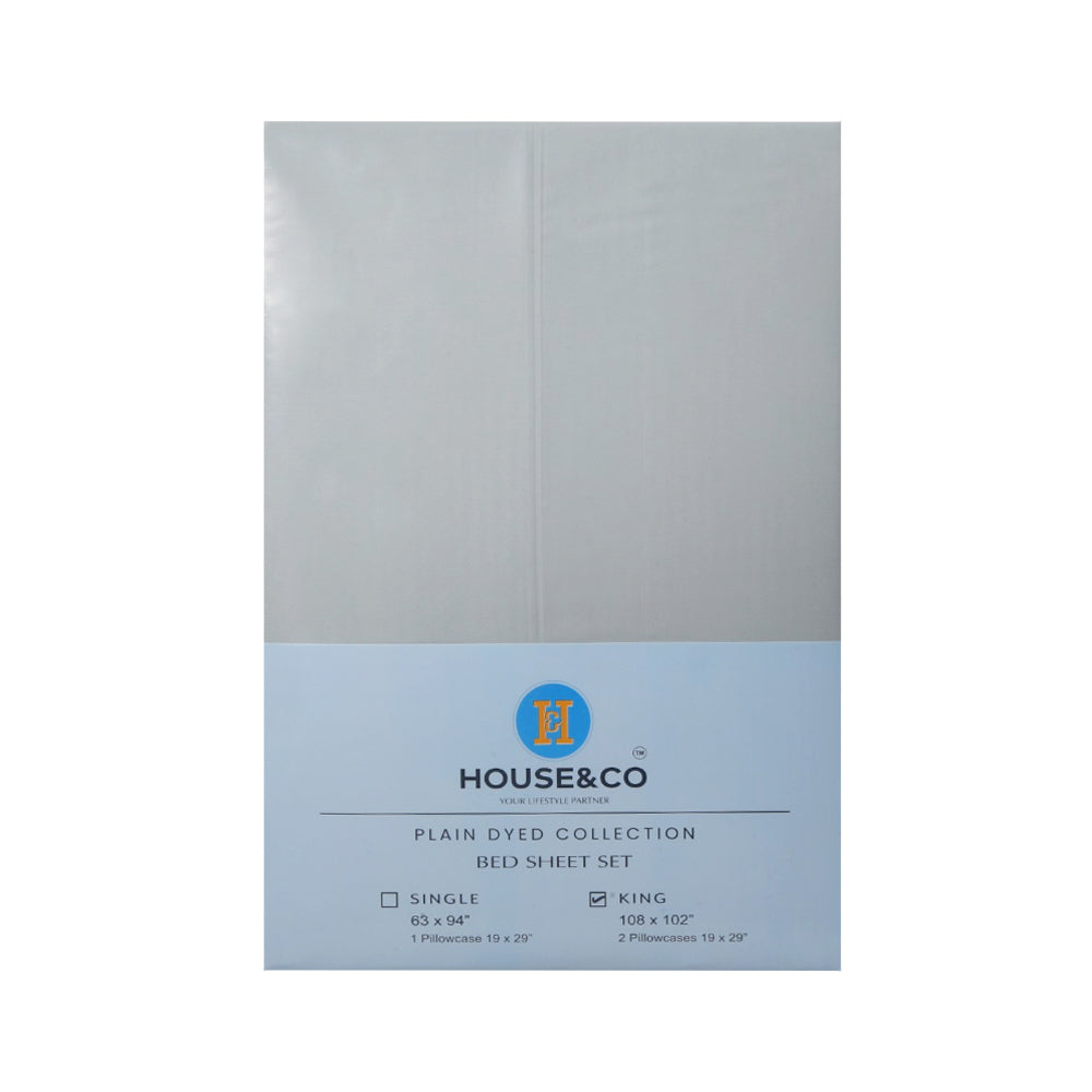 H&C BED SHEET KING AQUA POLY COTTON 108X102 TC-144