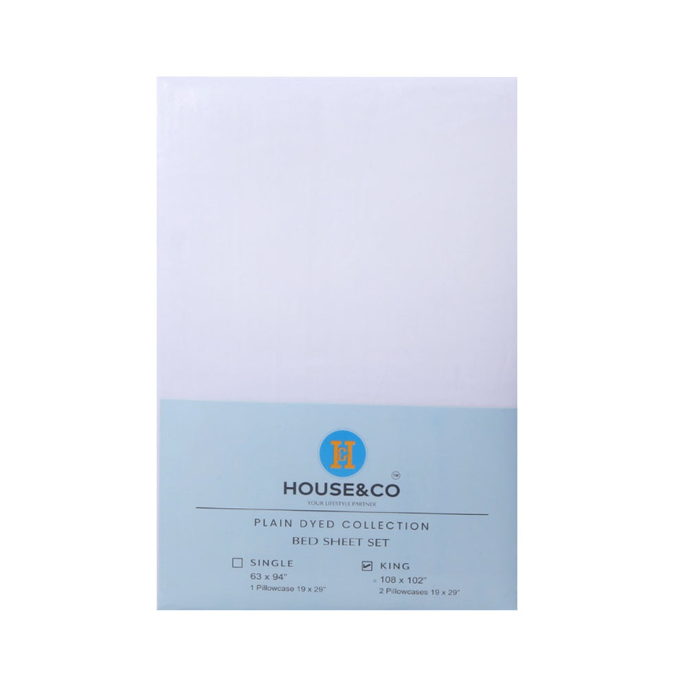 H&C BED SHEET KING WHITE POLY COTTON 108X102 TC-144
