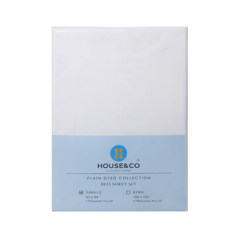 H&C BED SHEET SINGLE OFF WHITE POLY COTTON 63X94 TC-144