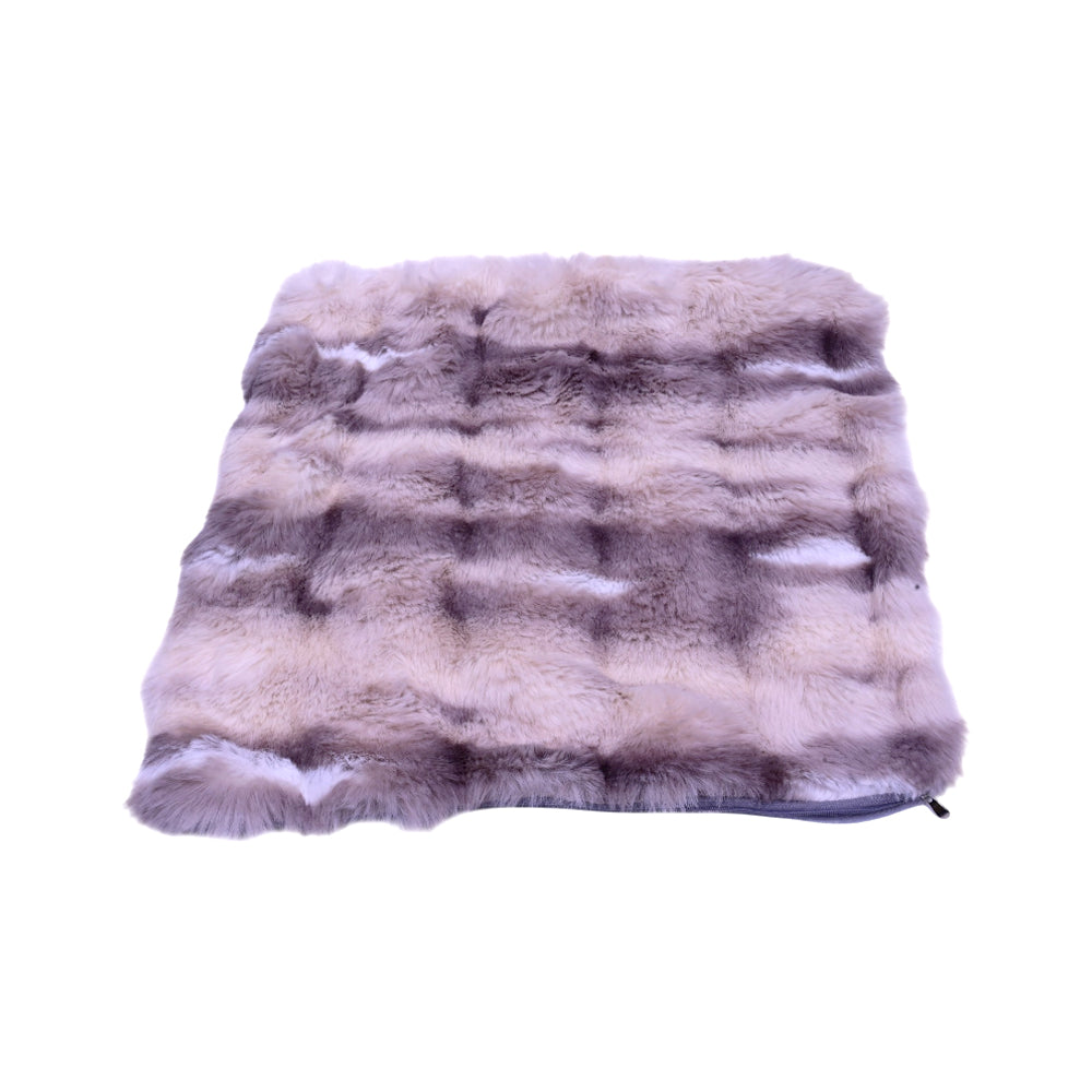 TH CUSHION COVER TIE& DYE FAUX FUR L GREY