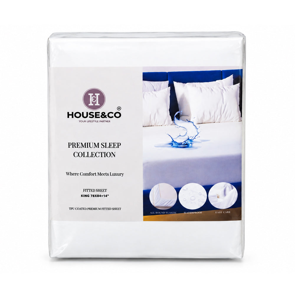 H&C WATER PROOF FITTED SHEET WHITE KING 78X84
