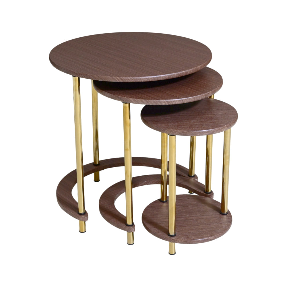 TABLE SET NEST ROUND 3PCS 188 DARK BROWN E14