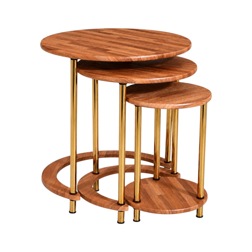 TABLE SET NEST ROUND 3PCS 188 BRICK WOOD E25