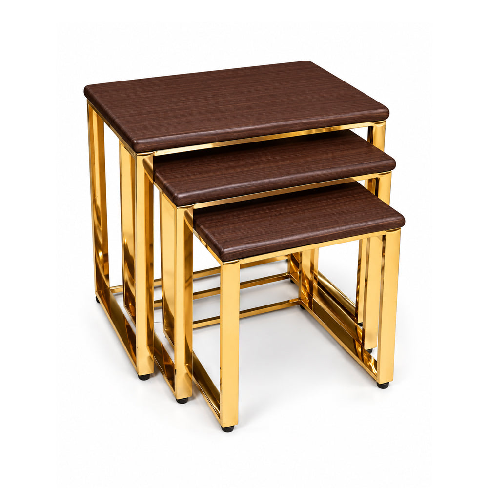TABLE SET NEST GOLDEN FRAME 3PCS 2788 DARK BROWN E14