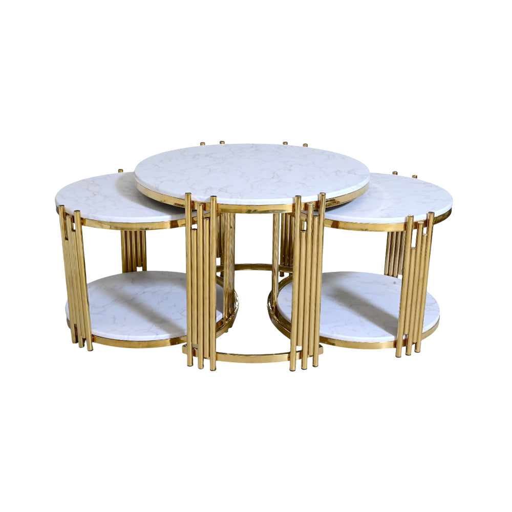 CENTER TABLE ROUND 1+2 (CT-3000) WHITE MARBLE E-02