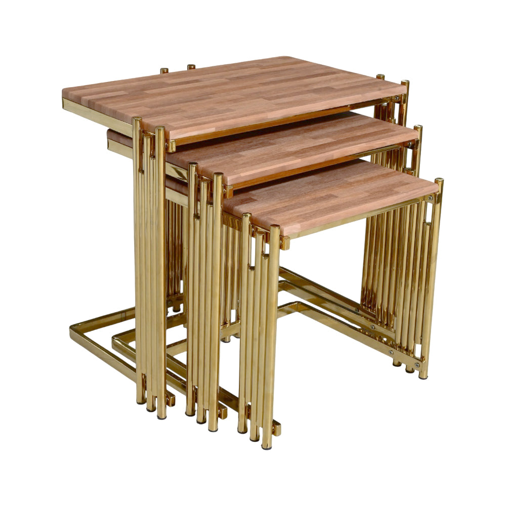 TABLE SET NEST DELUXE 3PCS 1788 BRICK WOOD E25