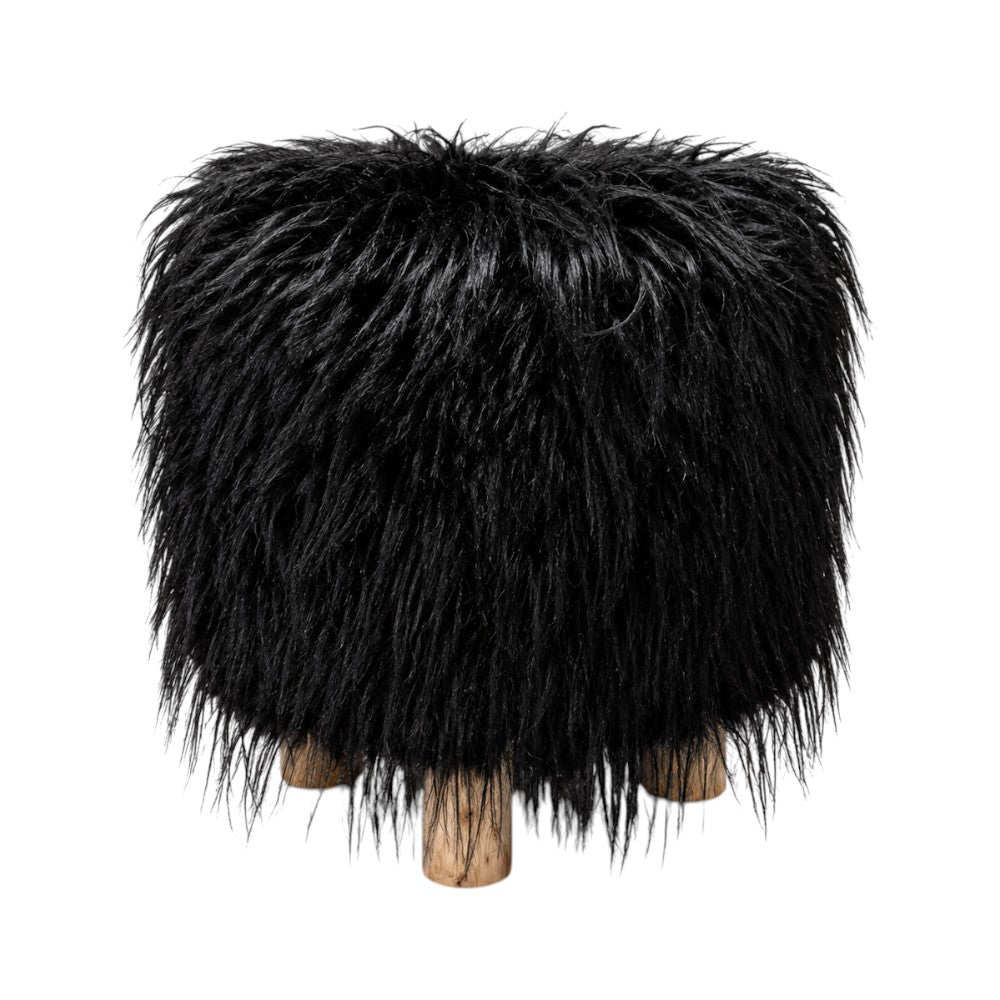 FUR STOOL BLACK IR 36073-1