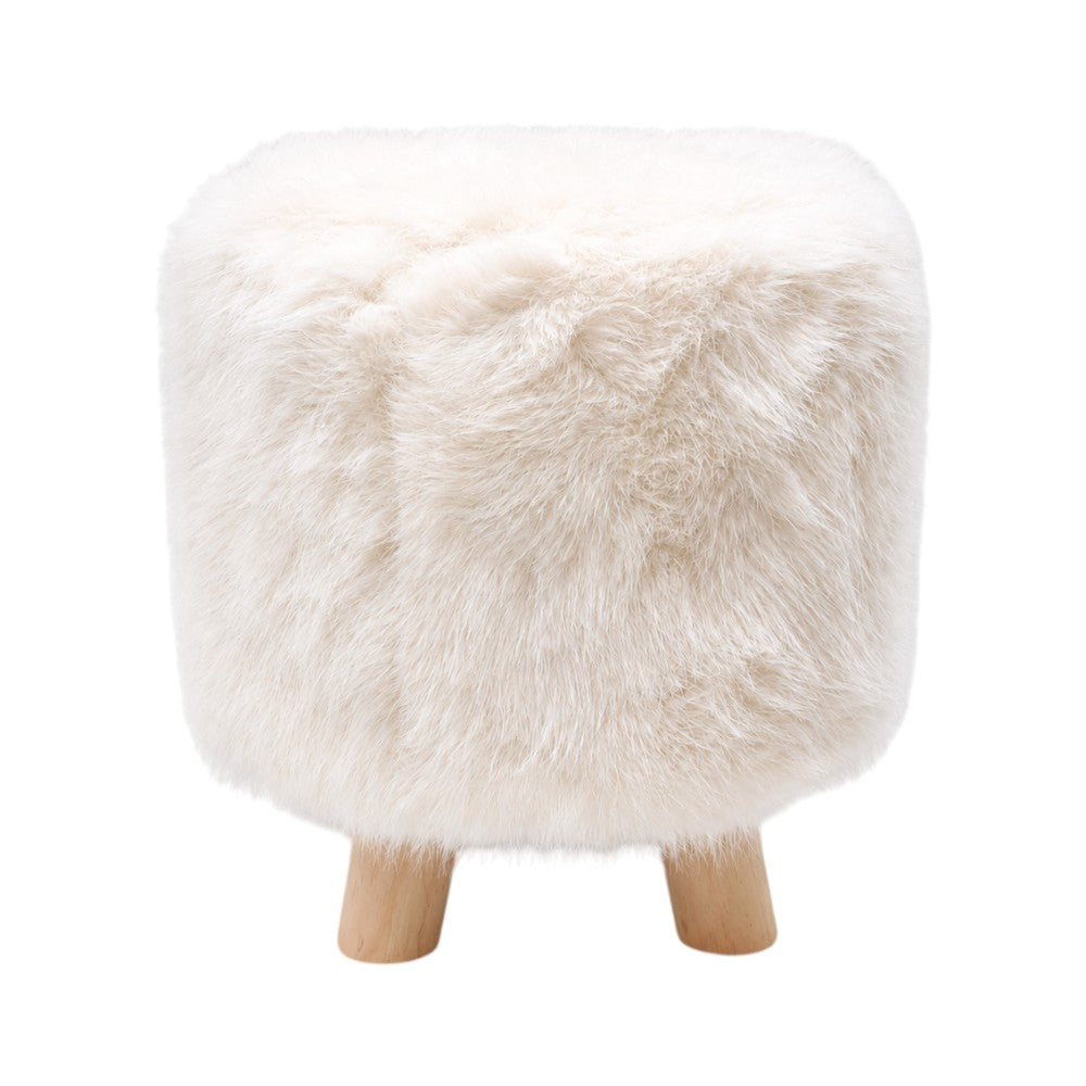 FUR STOOL OFF WHITE IR 36073-8