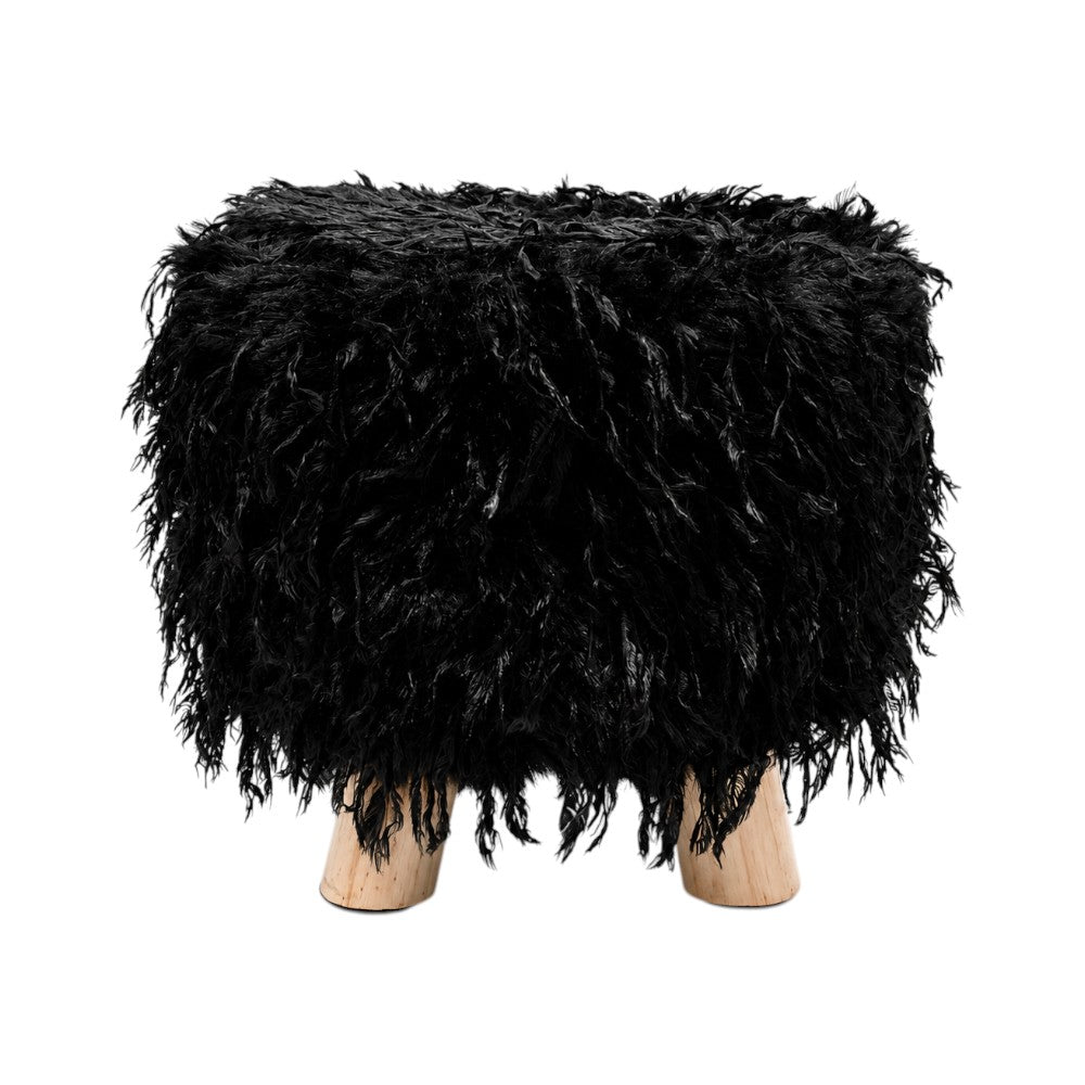 FUR STOOL BLACK IR 36073-9
