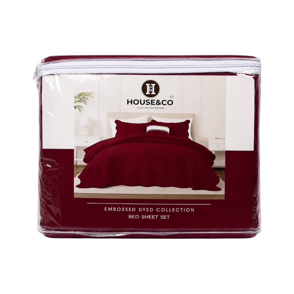 H&C KING BEDSPREAD LEAF BURGUNDY 78X78