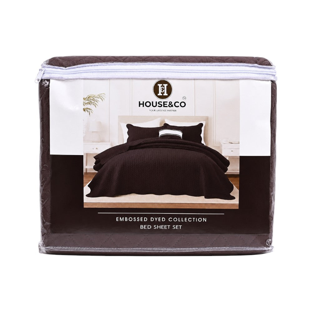 H&C KING BEDSPREAD LEAF CHOCOLATE 78X78