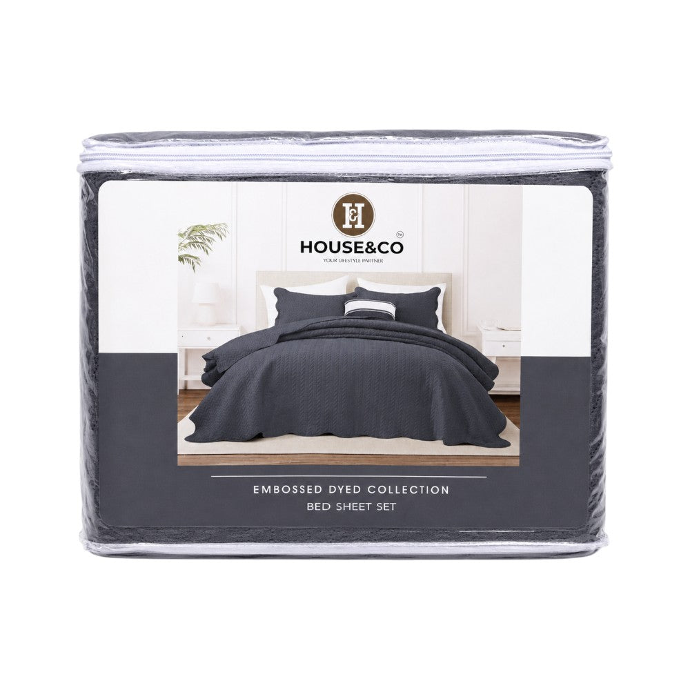 H&C KING BEDSPREAD LEAF GRAY 78X78