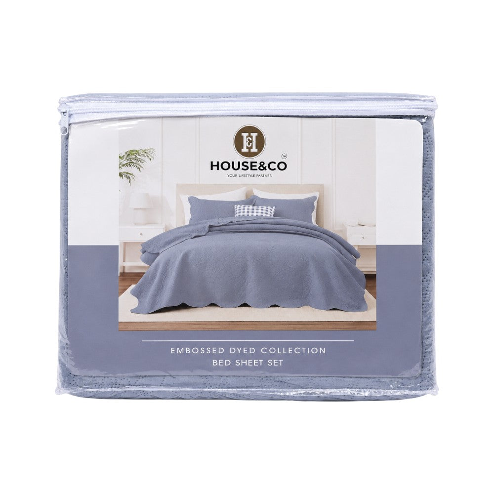 H&C KING BEDSPREAD FLORAL LGRAY 78X78